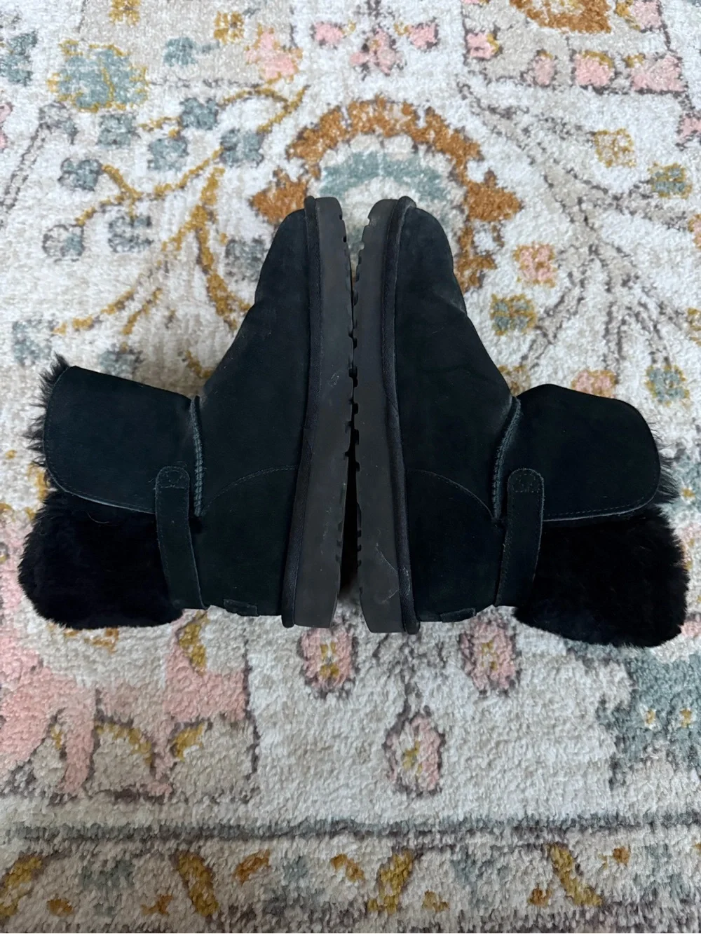 UGG Karel Genuine Shearling Lined Boot Black Suede Size 9